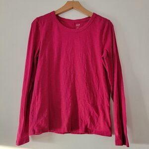 GAP Foreversoft T Long Sleeve Pink Top Cotton Blend M Bright Beet